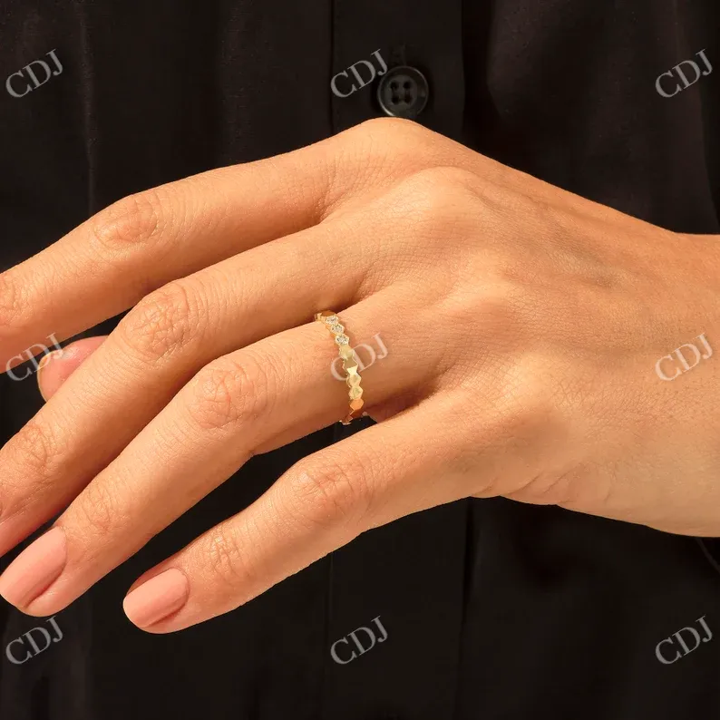 0.03CTW Hexagon Bezel Set Diamond Eternity Wedding Band