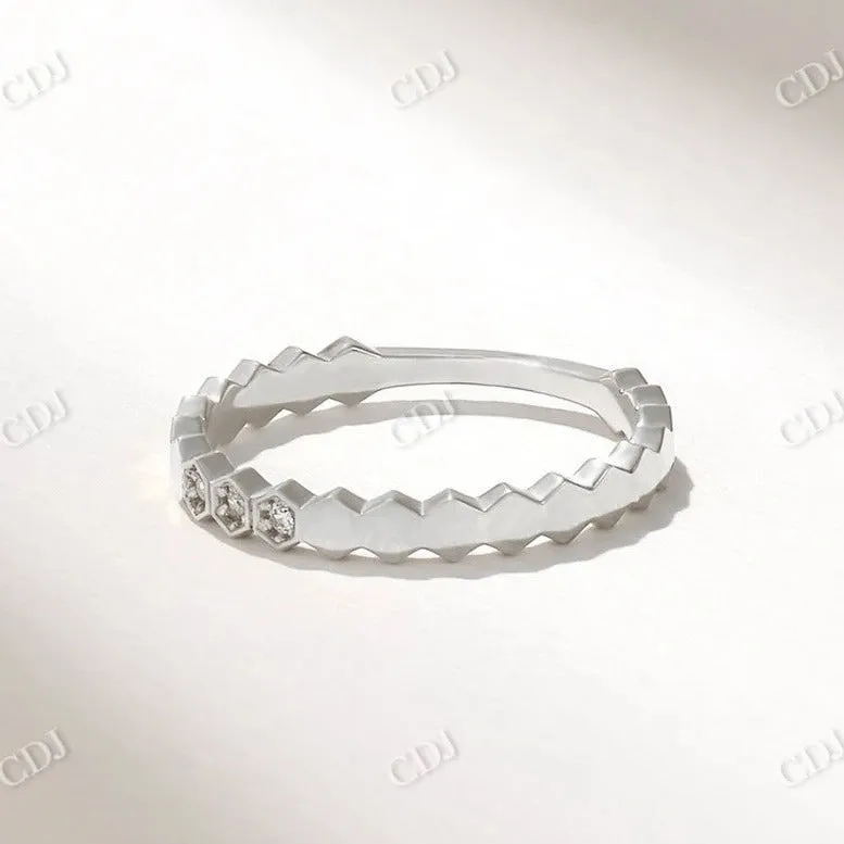 0.03CTW Hexagon Bezel Set Diamond Eternity Wedding Band