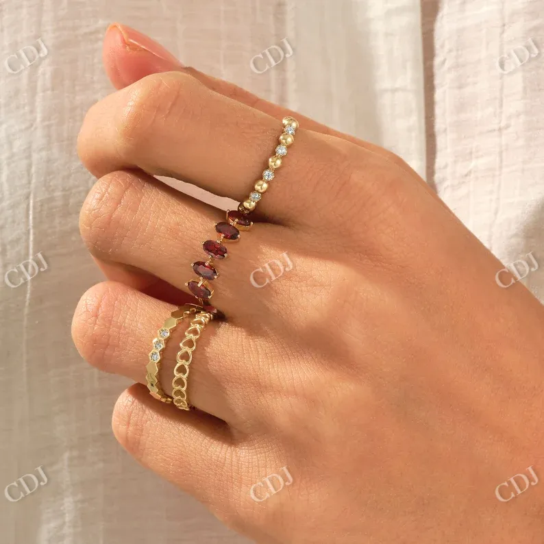 0.03CTW Hexagon Bezel Set Diamond Eternity Wedding Band