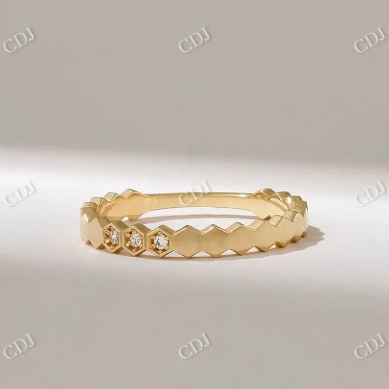 0.03CTW Hexagon Bezel Set Diamond Eternity Wedding Band
