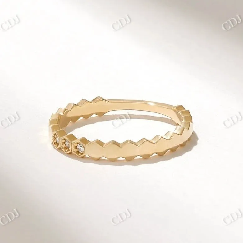 0.03CTW Hexagon Bezel Set Diamond Eternity Wedding Band