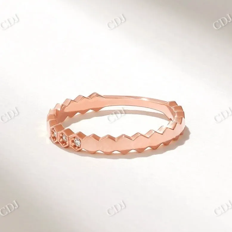 0.03CTW Hexagon Bezel Set Diamond Eternity Wedding Band