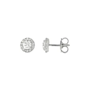 0.83ct Diamond Halo Earrings - 9ct White Gold
