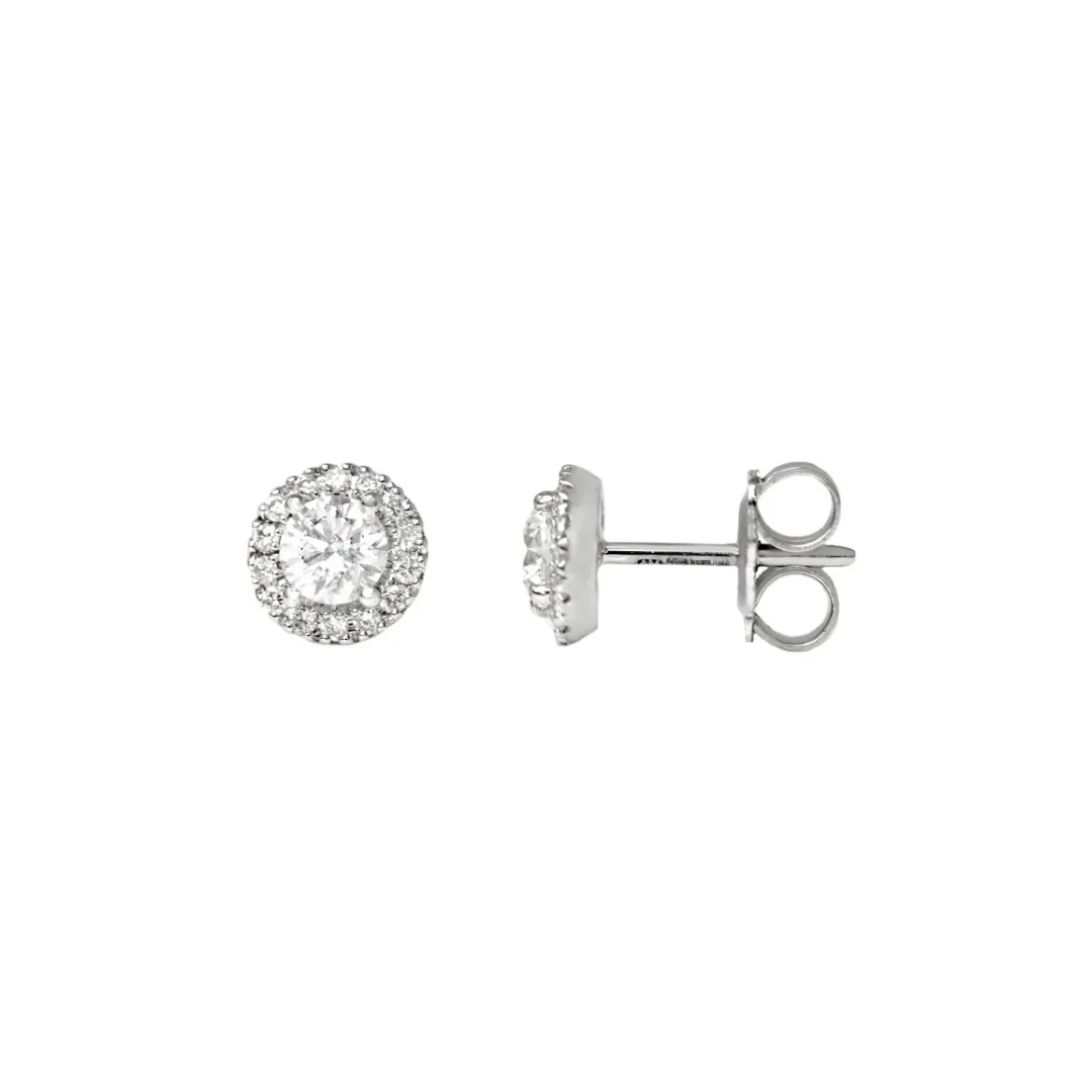 0.83ct Diamond Halo Earrings - 9ct White Gold