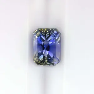 0.87ct BI COLOR SAPPHIRE BLUE YELLOW EMERALD SHAPE CUT NATURAL LOOSE BAGUETTE