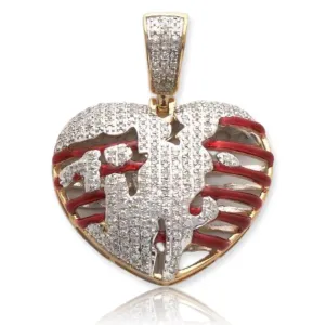 10KY 0.70CTW DIAMOND BROKEN HEART RIBCAGE PENDANT