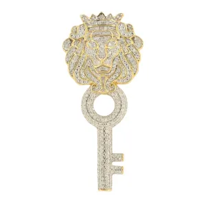 10KY 1.00CTW DIAMOND LION HEAD KEY PENDANT SC4506