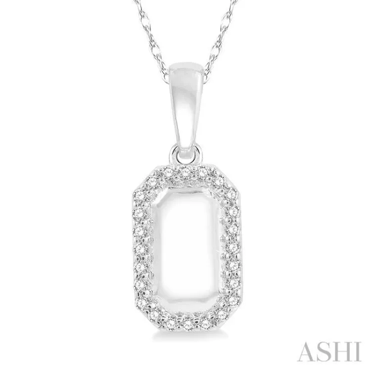 1/10 ctw Round Cut Diamond Tag Pendant With Chain in 10K White Gold