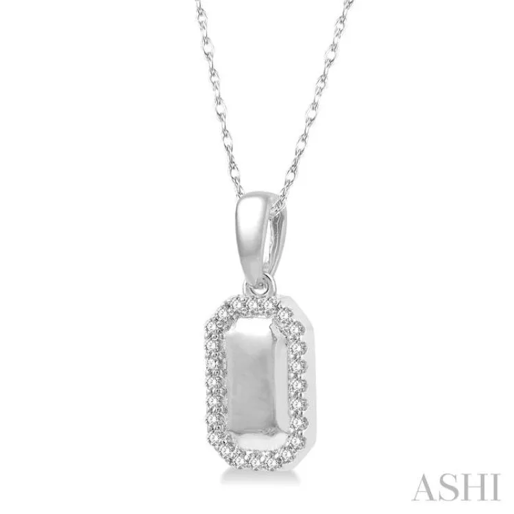 1/10 ctw Round Cut Diamond Tag Pendant With Chain in 10K White Gold
