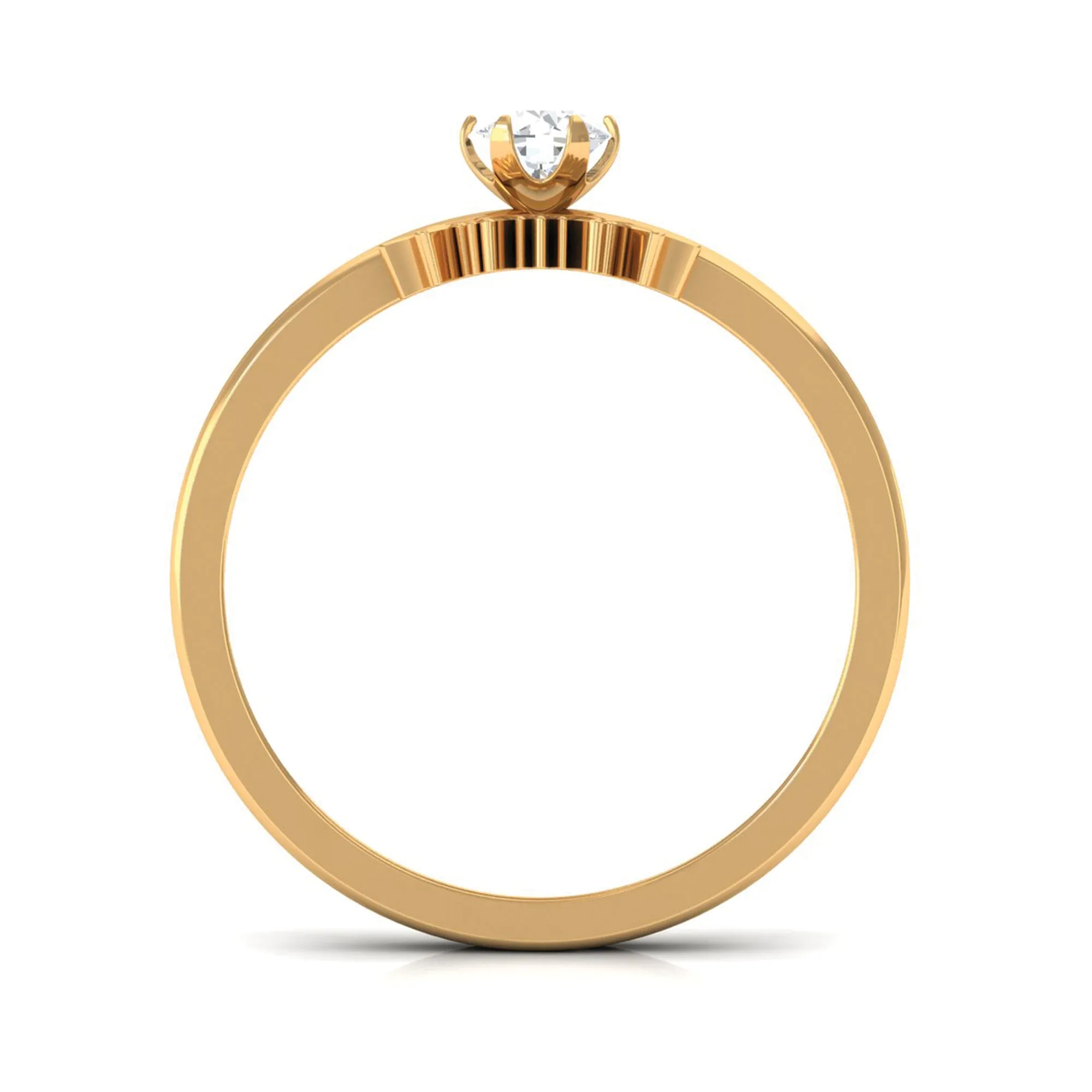 1/4 CT Moissanite Solitaire Gold Sunburst Wedding Ring Set
