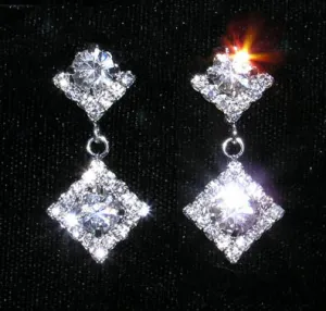 #14953 - Square with Round Stone Earrings