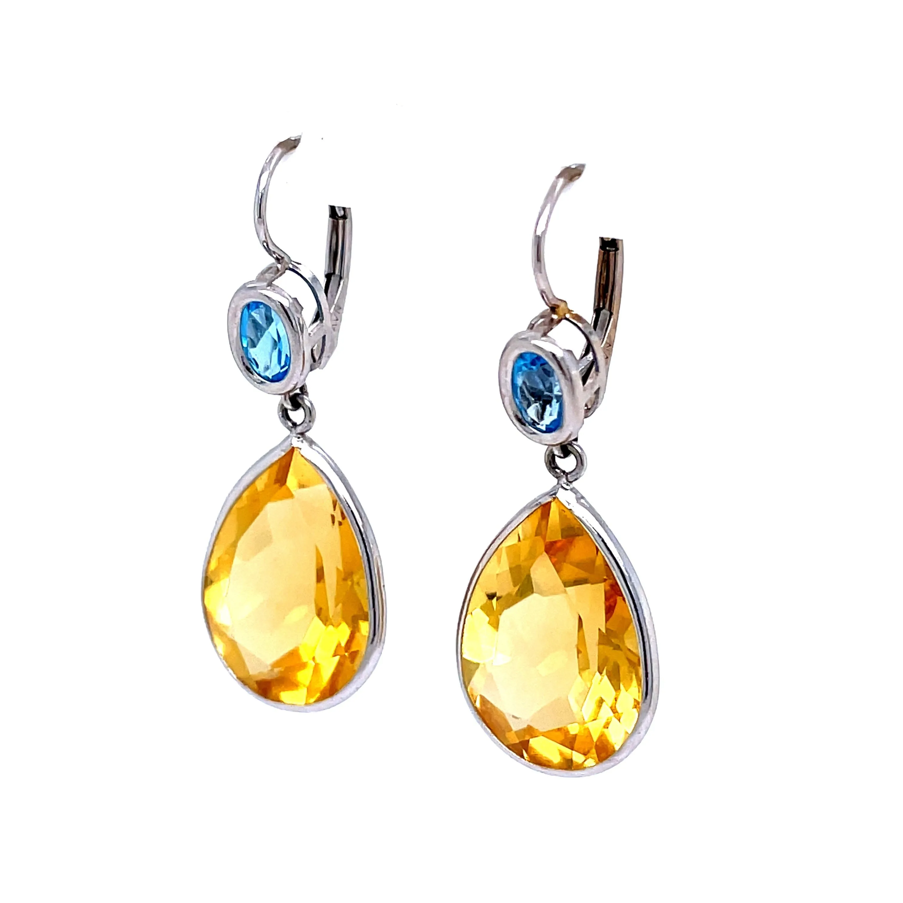 14K Citrine and Topaz Earrings