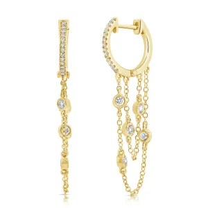 14k Gold & Diamond Hanging Earrings- 0.29 ct.