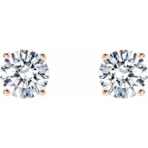 14K Rose 1 CTW Lab-Grown Diamond 4-Prong Stud Earrings