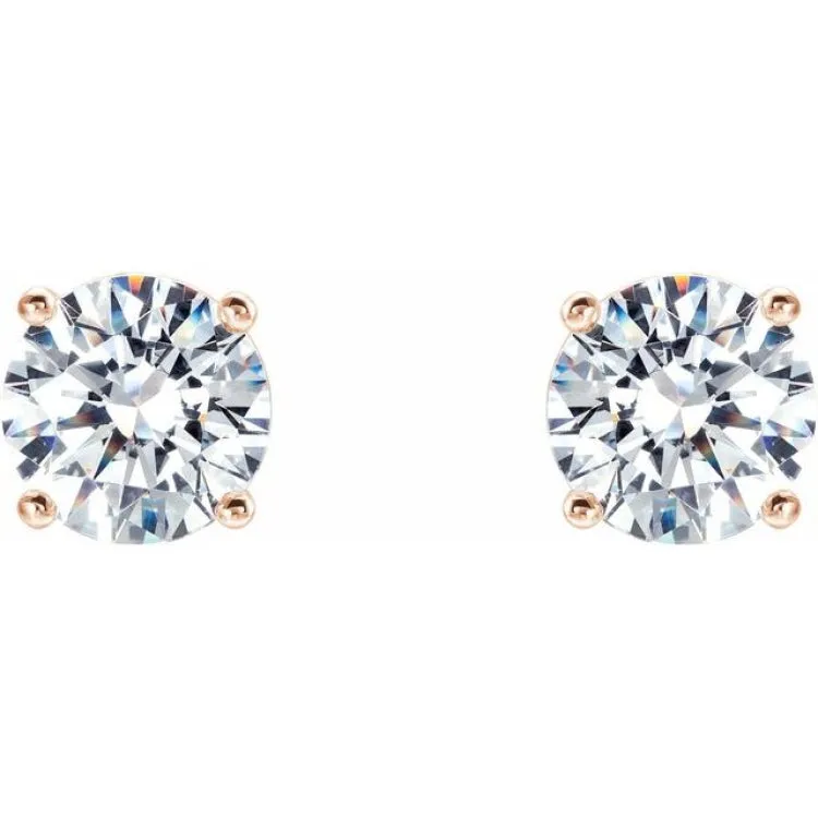 14K Rose 1 CTW Lab-Grown Diamond 4-Prong Stud Earrings