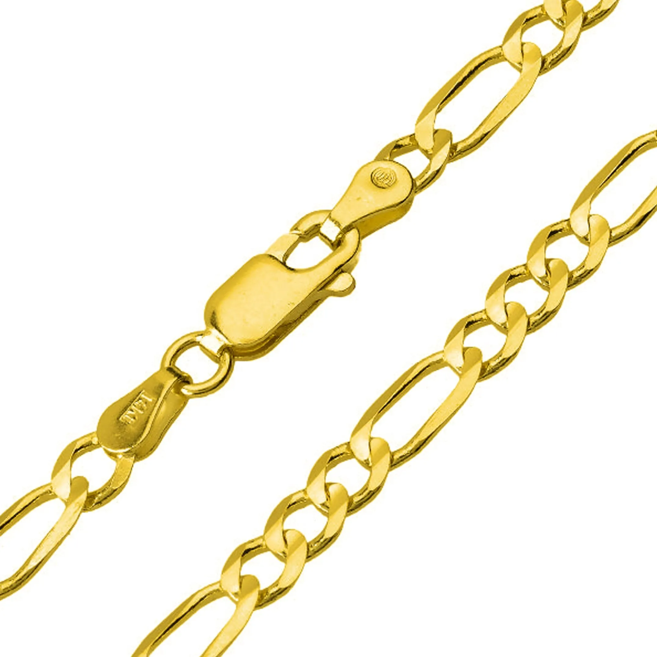 14k Two-Tone Gold Religious Cross Charm in 3D Heart Charm Pendant with Figaro Chain Necklace
