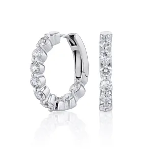 14k White Gold Diamond Hoop Earrings - 1.51cttw
