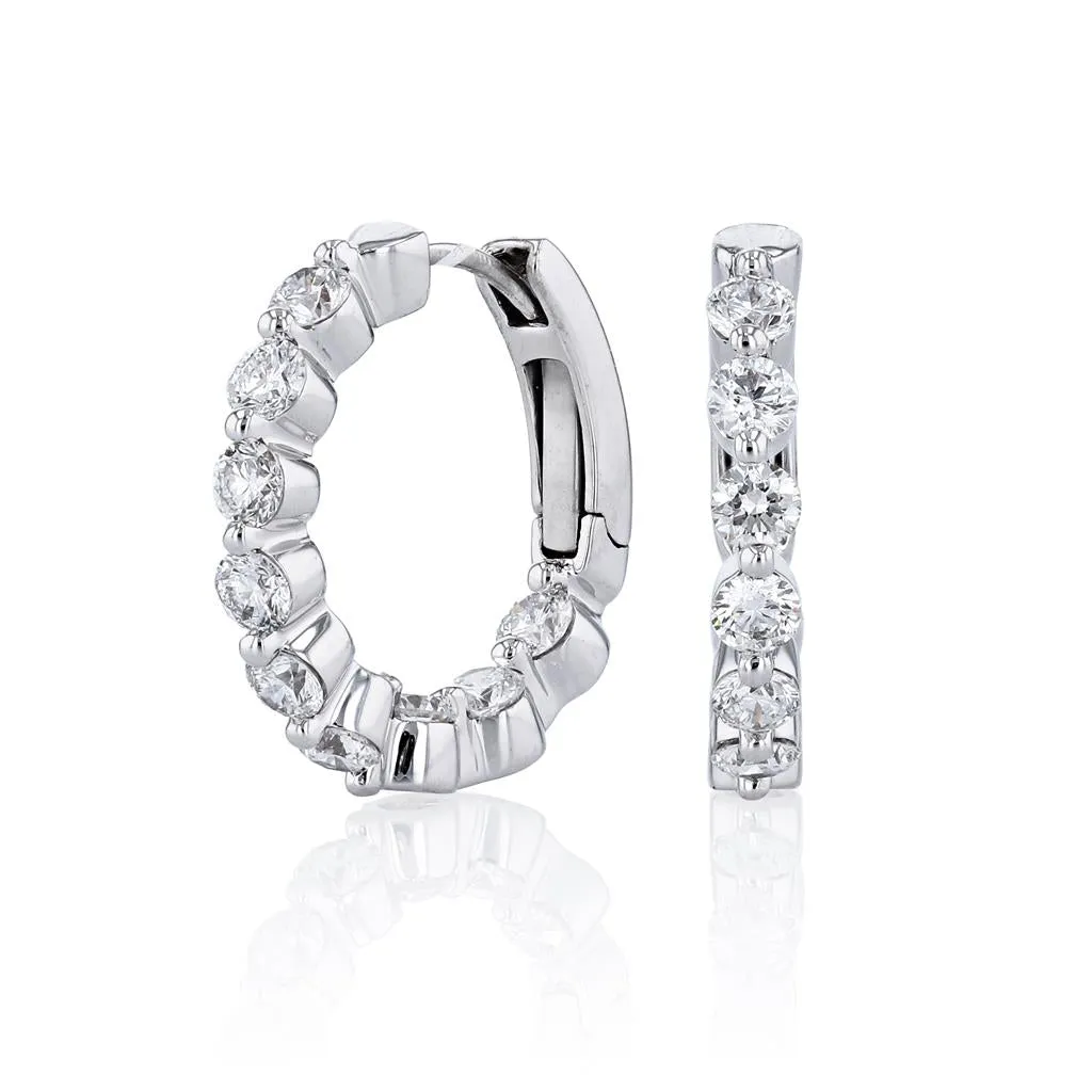 14k White Gold Diamond Hoop Earrings - 1.51cttw
