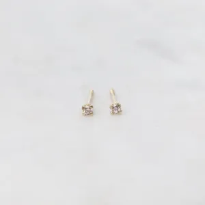 14k Yellow Gold Mini Diamond Post Earrings