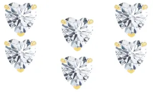 14k Yellow Gold Plated 4Ct Heart White Sapphire Set Of Three Stud Earrings