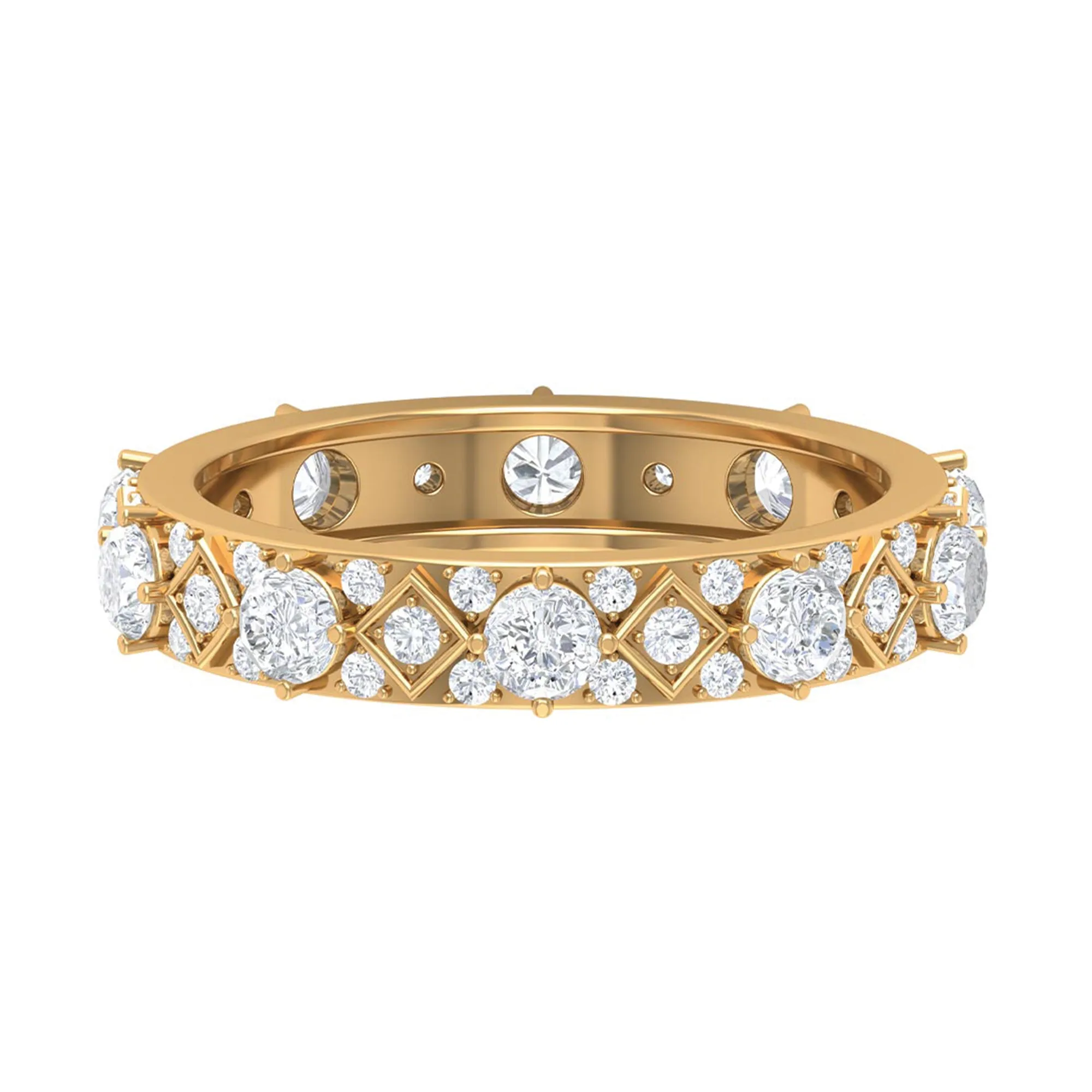 1.50 CT Round Cut Moissanite Bridal Wedding Band in Prong Set