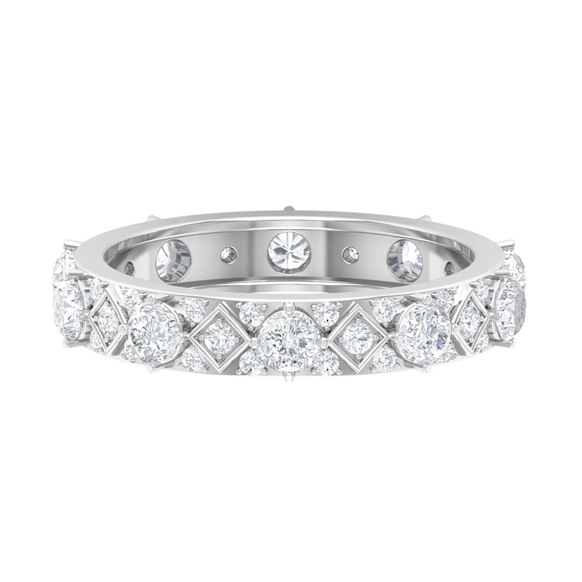 1.50 CT Round Cut Moissanite Bridal Wedding Band in Prong Set