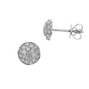 18K White Gold Diamond Round Cluster Stud Earrings