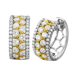 18K Yellow & White Natural Diamond Huggie Earrings
