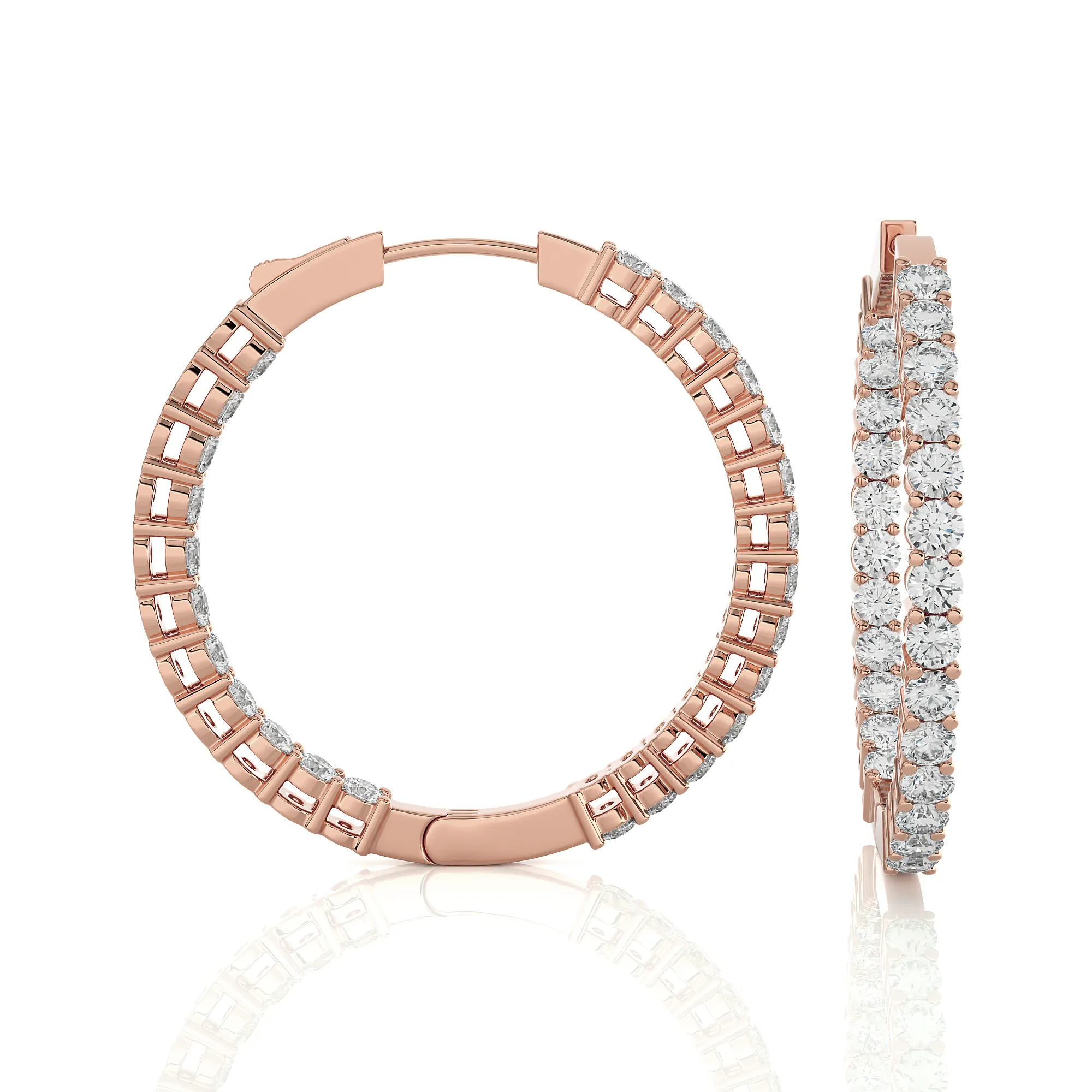 2 1/2 ctw Round Lab Grown Diamond Inside Out Hoop Earrings