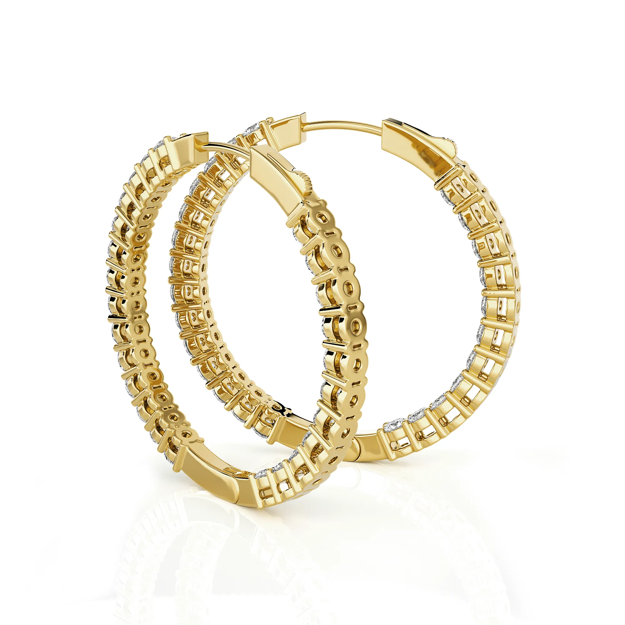 2 1/2 ctw Round Lab Grown Diamond Inside Out Hoop Earrings