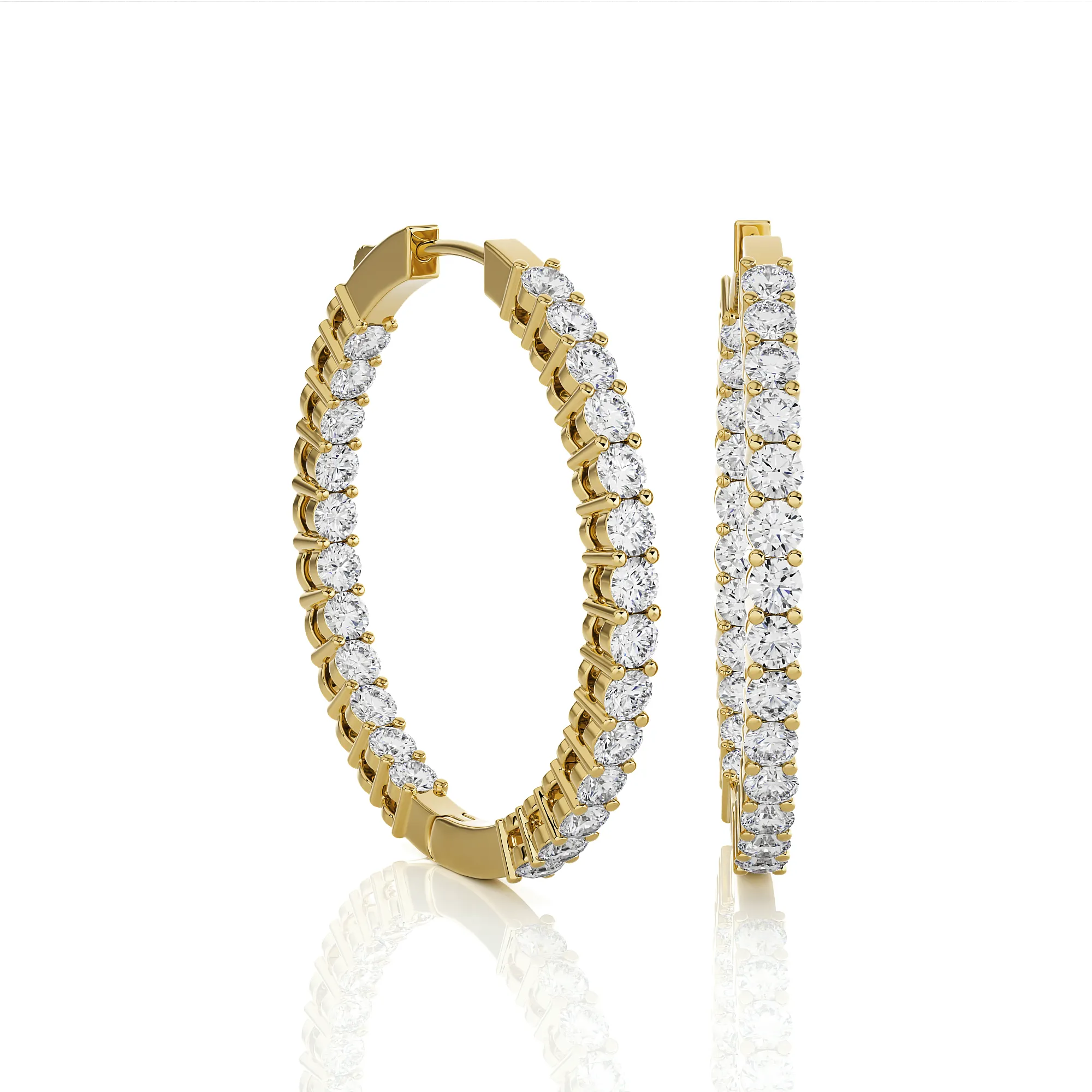2 1/2 ctw Round Lab Grown Diamond Inside Out Hoop Earrings