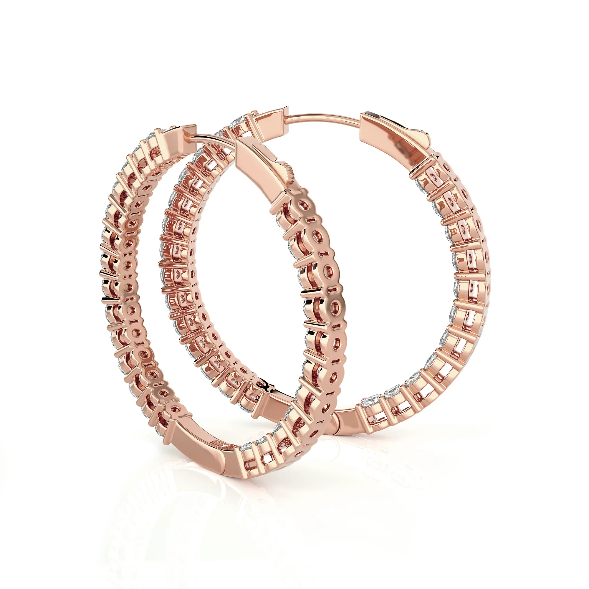 2 1/2 ctw Round Lab Grown Diamond Inside Out Hoop Earrings