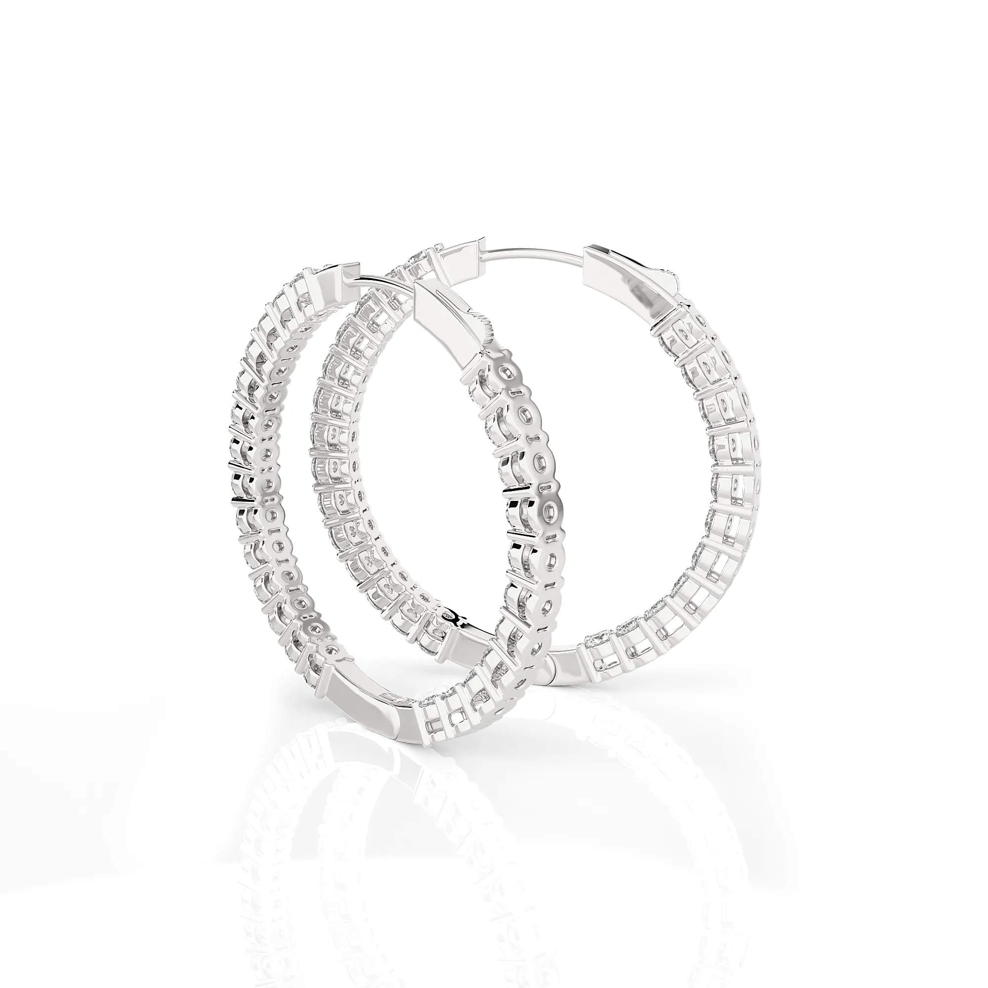 2 1/2 ctw Round Lab Grown Diamond Inside Out Hoop Earrings