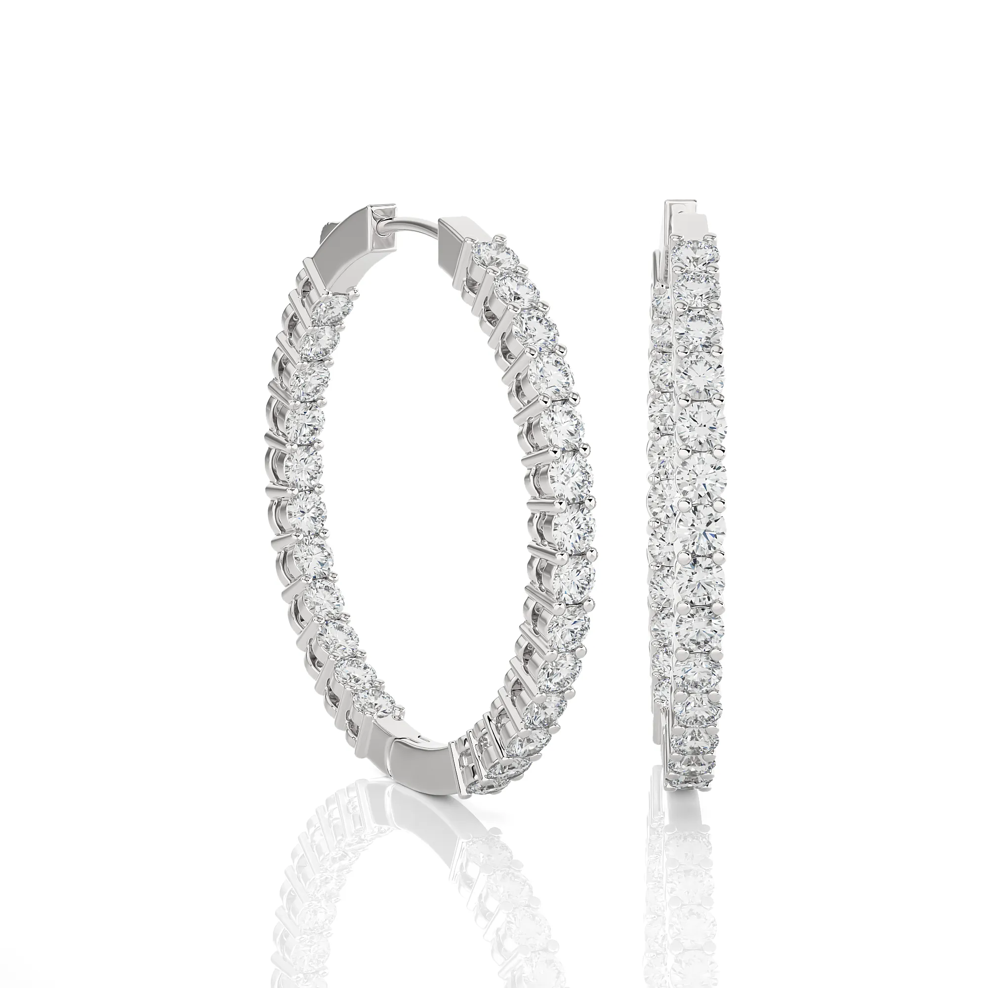 2 1/2 ctw Round Lab Grown Diamond Inside Out Hoop Earrings