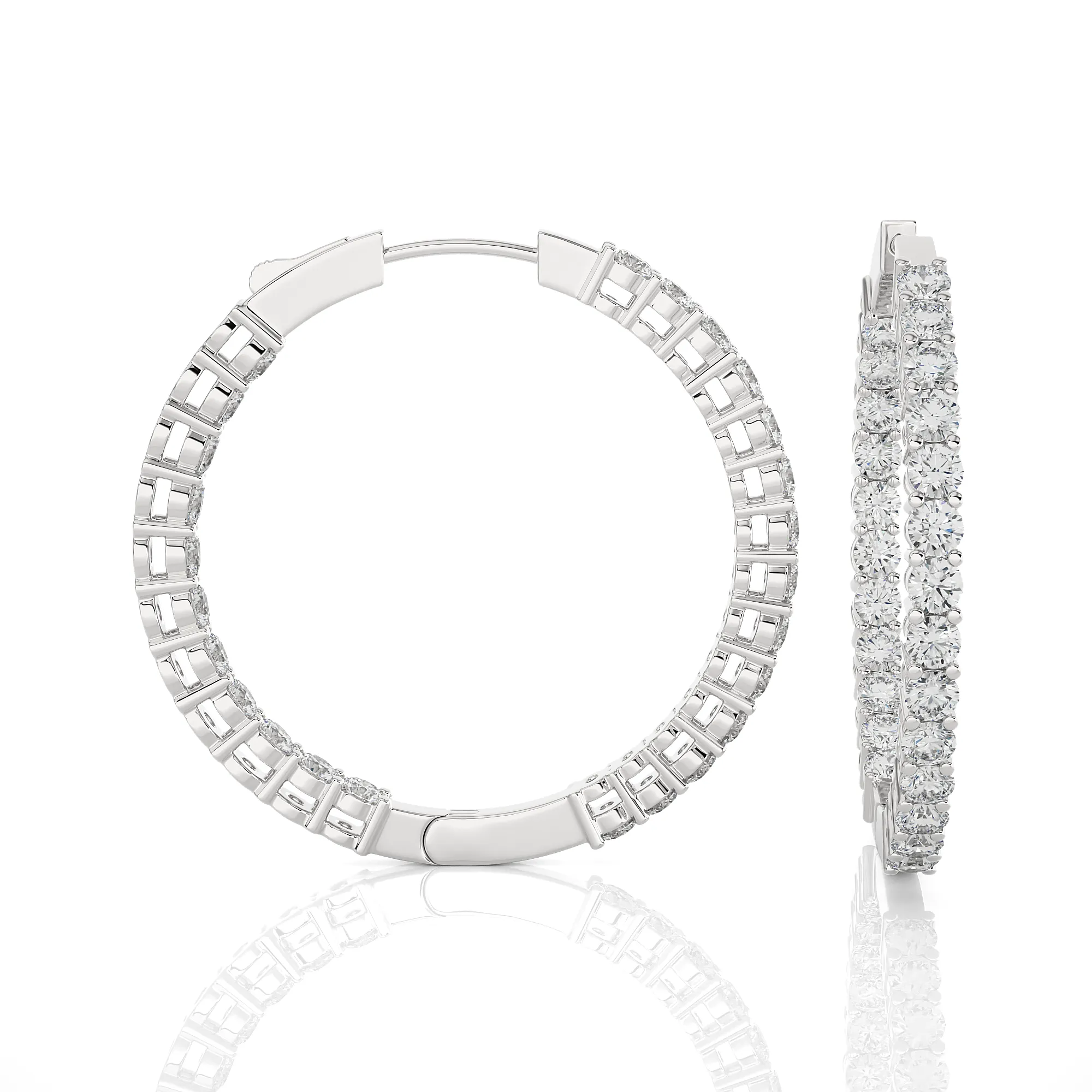 2 1/2 ctw Round Lab Grown Diamond Inside Out Hoop Earrings