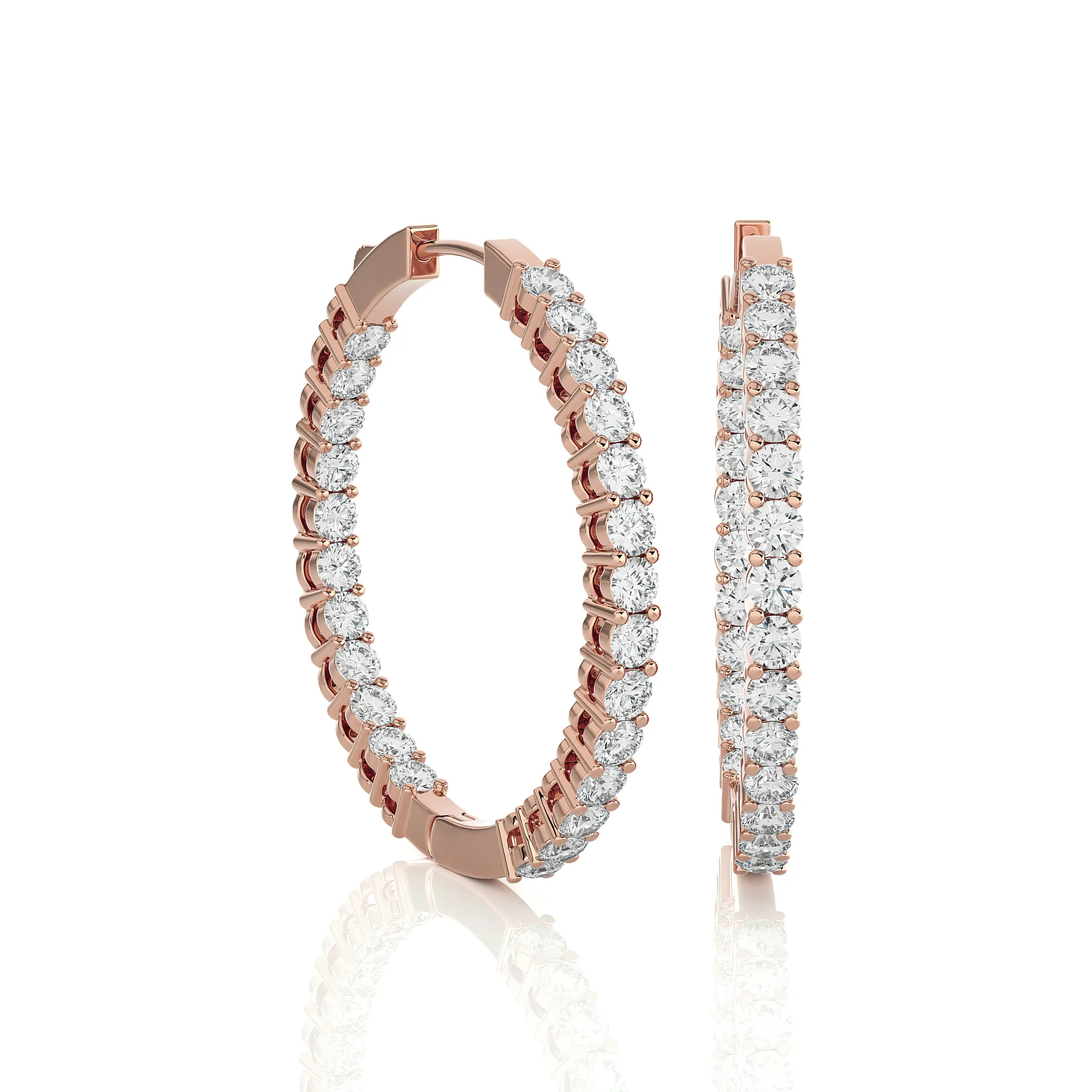 2 1/2 ctw Round Lab Grown Diamond Inside Out Hoop Earrings