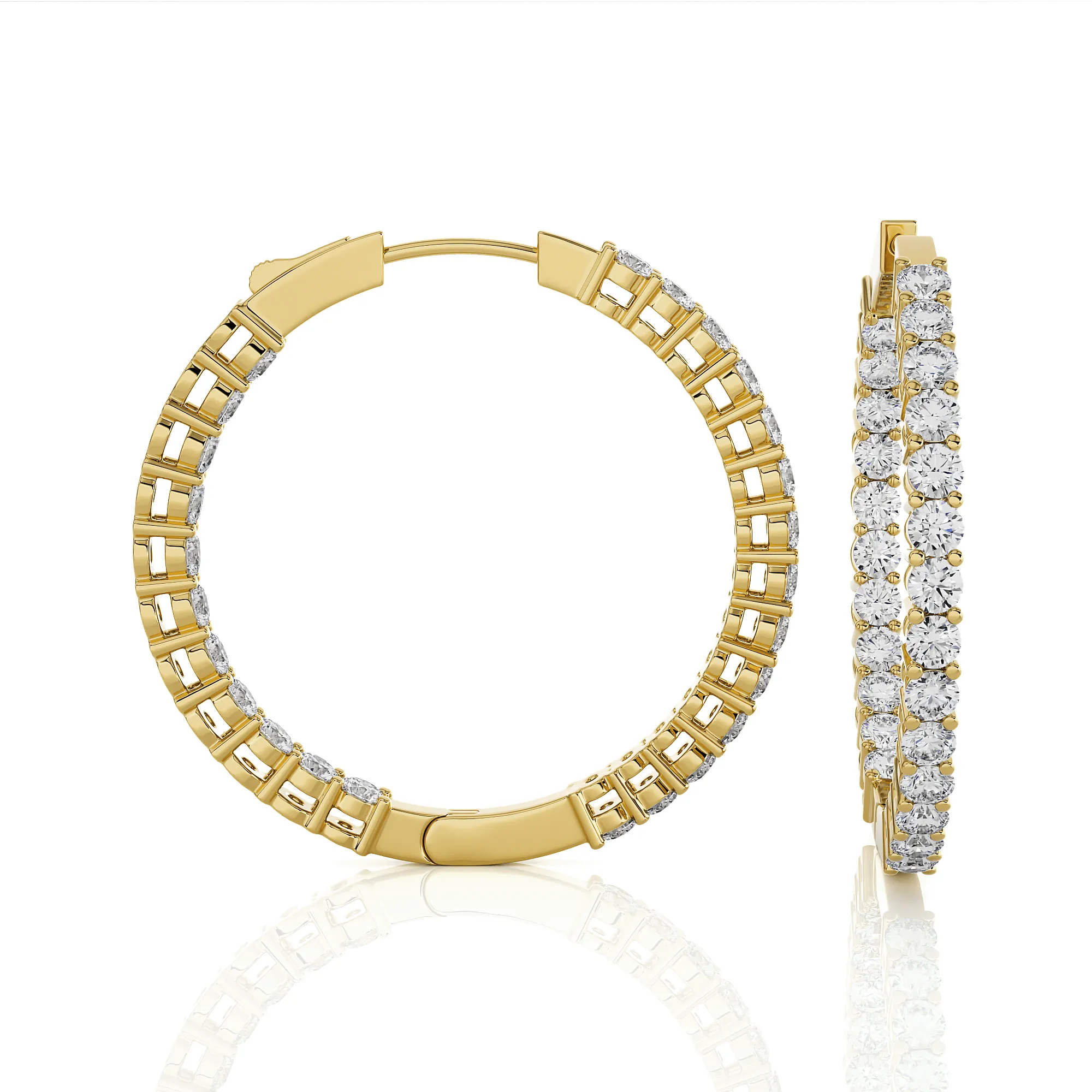 2 1/2 ctw Round Lab Grown Diamond Inside Out Hoop Earrings