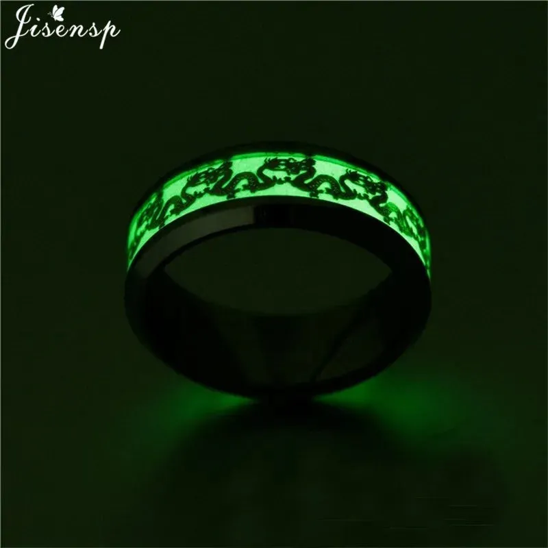 2023 Stainless Steel Glowing In Dark Heart Finger Rings for Men Women Punk Music Dragon Luminous Ring Couple Jewelry Anel