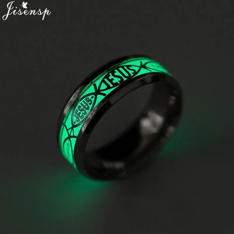 2023 Stainless Steel Glowing In Dark Heart Finger Rings for Men Women Punk Music Dragon Luminous Ring Couple Jewelry Anel