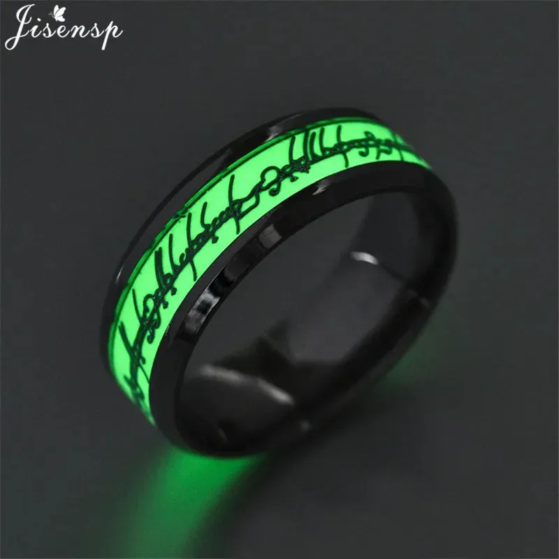 2023 Stainless Steel Glowing In Dark Heart Finger Rings for Men Women Punk Music Dragon Luminous Ring Couple Jewelry Anel