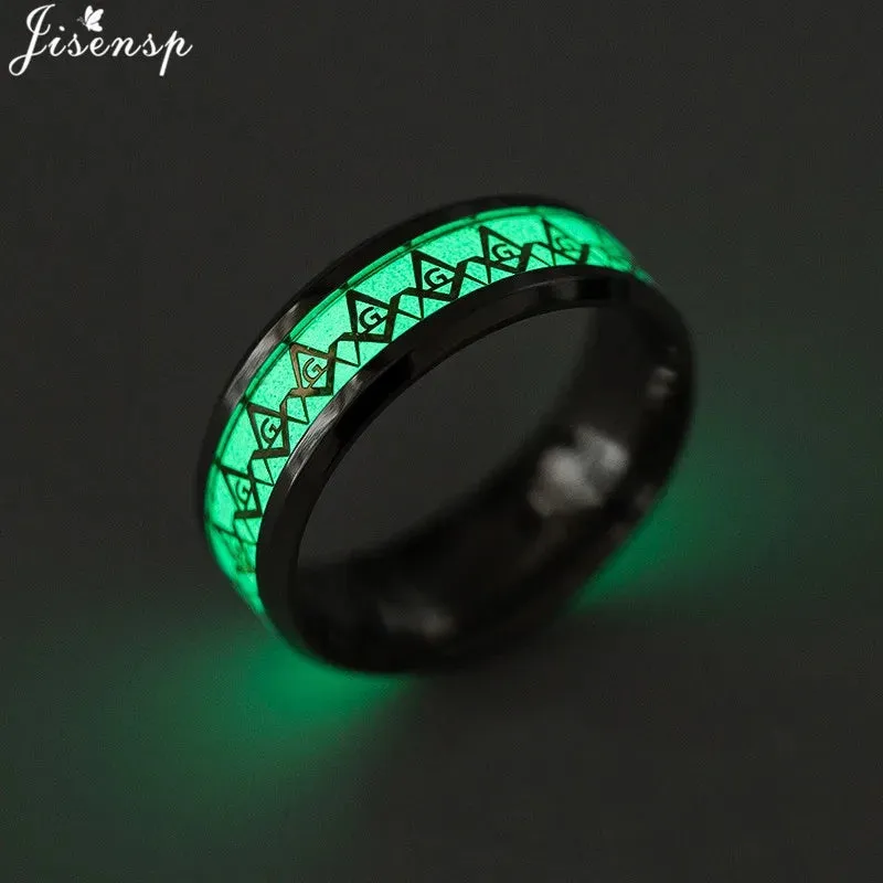 2023 Stainless Steel Glowing In Dark Heart Finger Rings for Men Women Punk Music Dragon Luminous Ring Couple Jewelry Anel