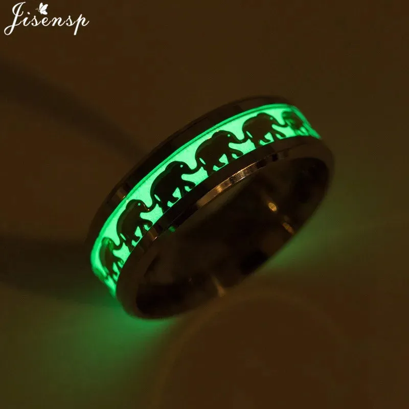 2023 Stainless Steel Glowing In Dark Heart Finger Rings for Men Women Punk Music Dragon Luminous Ring Couple Jewelry Anel