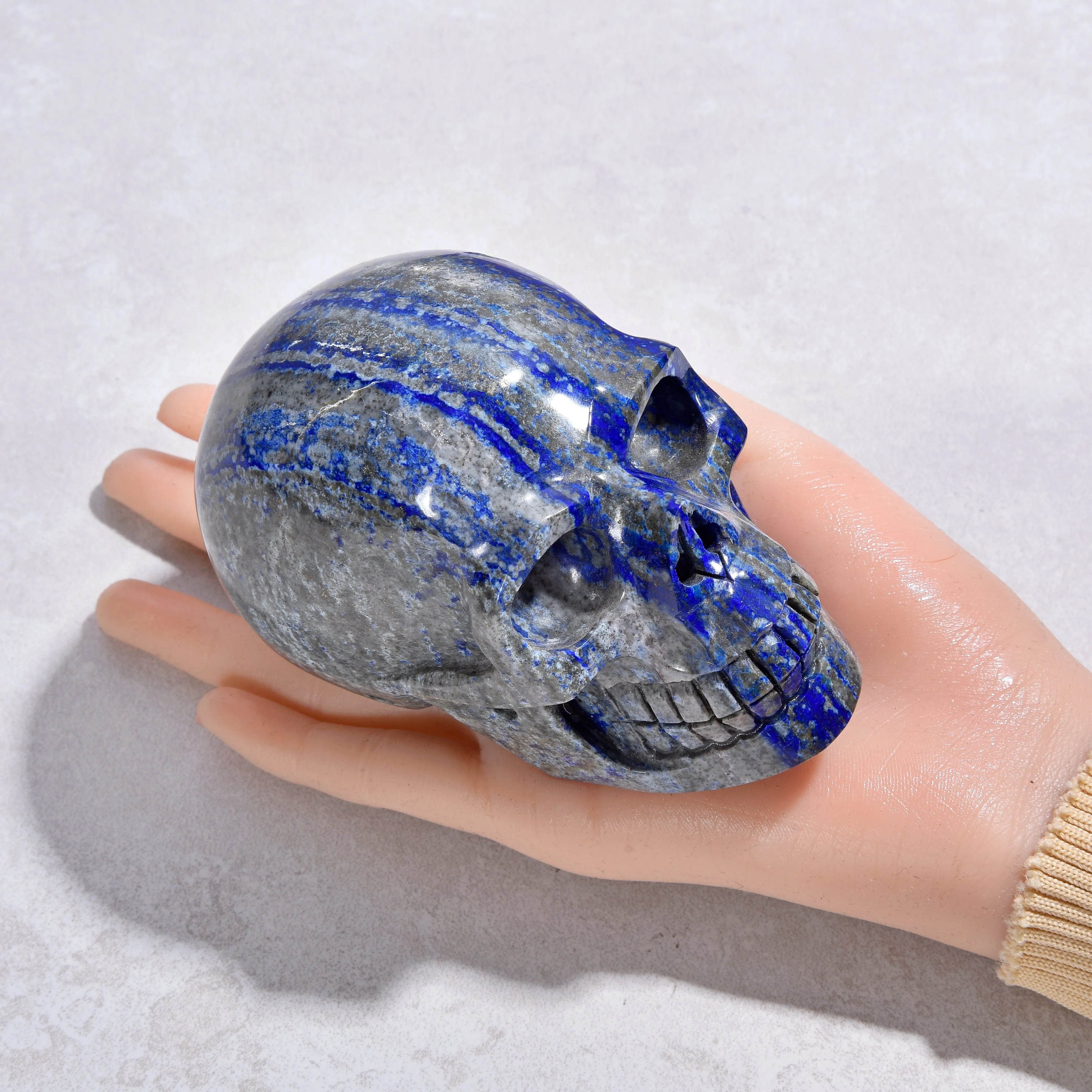 2.8" Natural Lapis Skull Gemstone Carving