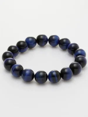 3A Grade 12mm Lapis Tiger Eye Beaded Bracelet