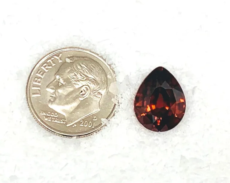6.25 Carat Red Orange Zircon Pear Unset Loose Pendant Necklace Enhancer Gemstone