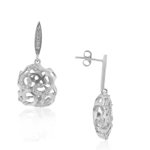 925 Sterling Silver White Clear CZ Drop Dangle Earrings