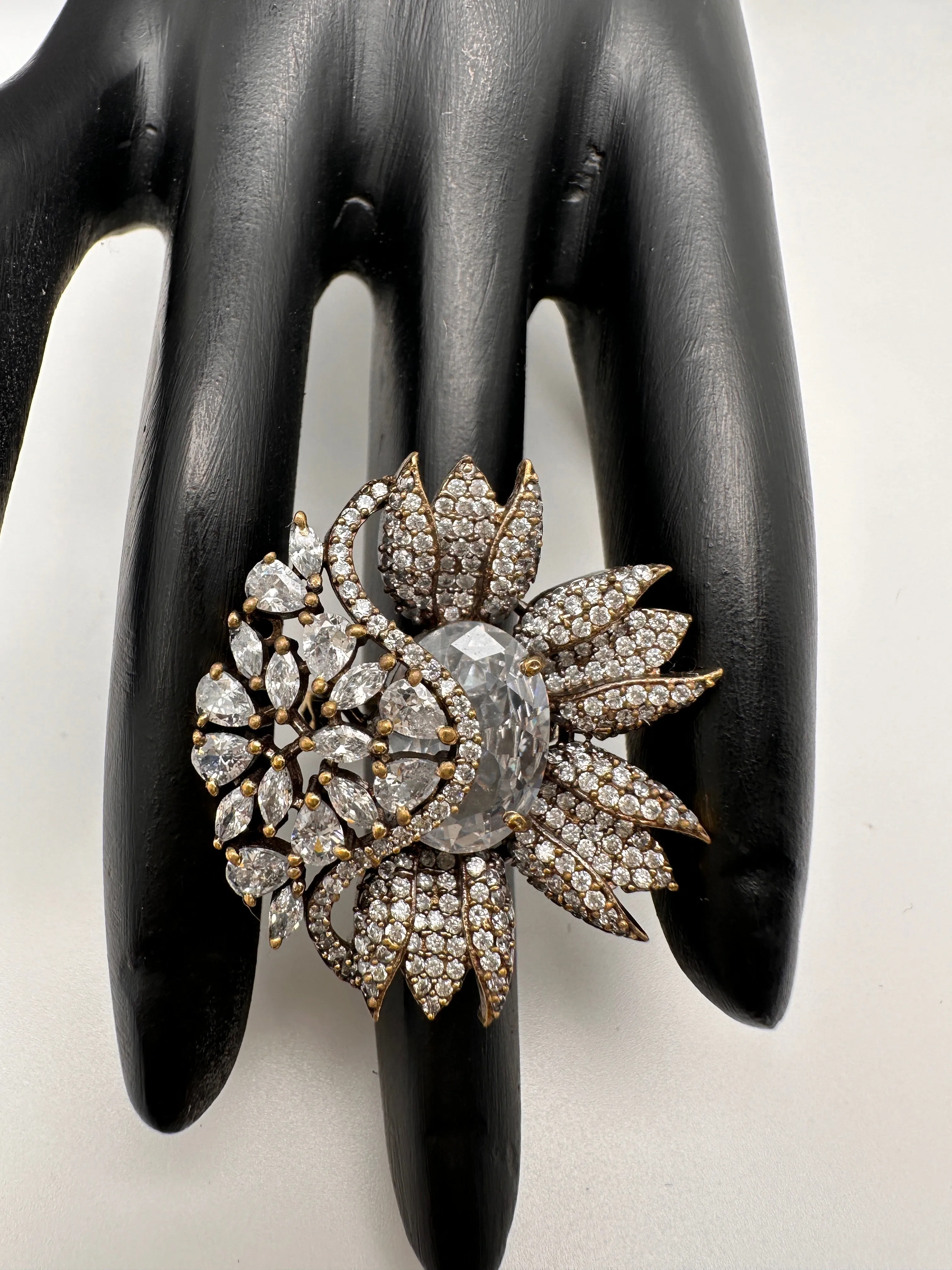 AD Victorian Adjustable Color Stone Cocktail lRing