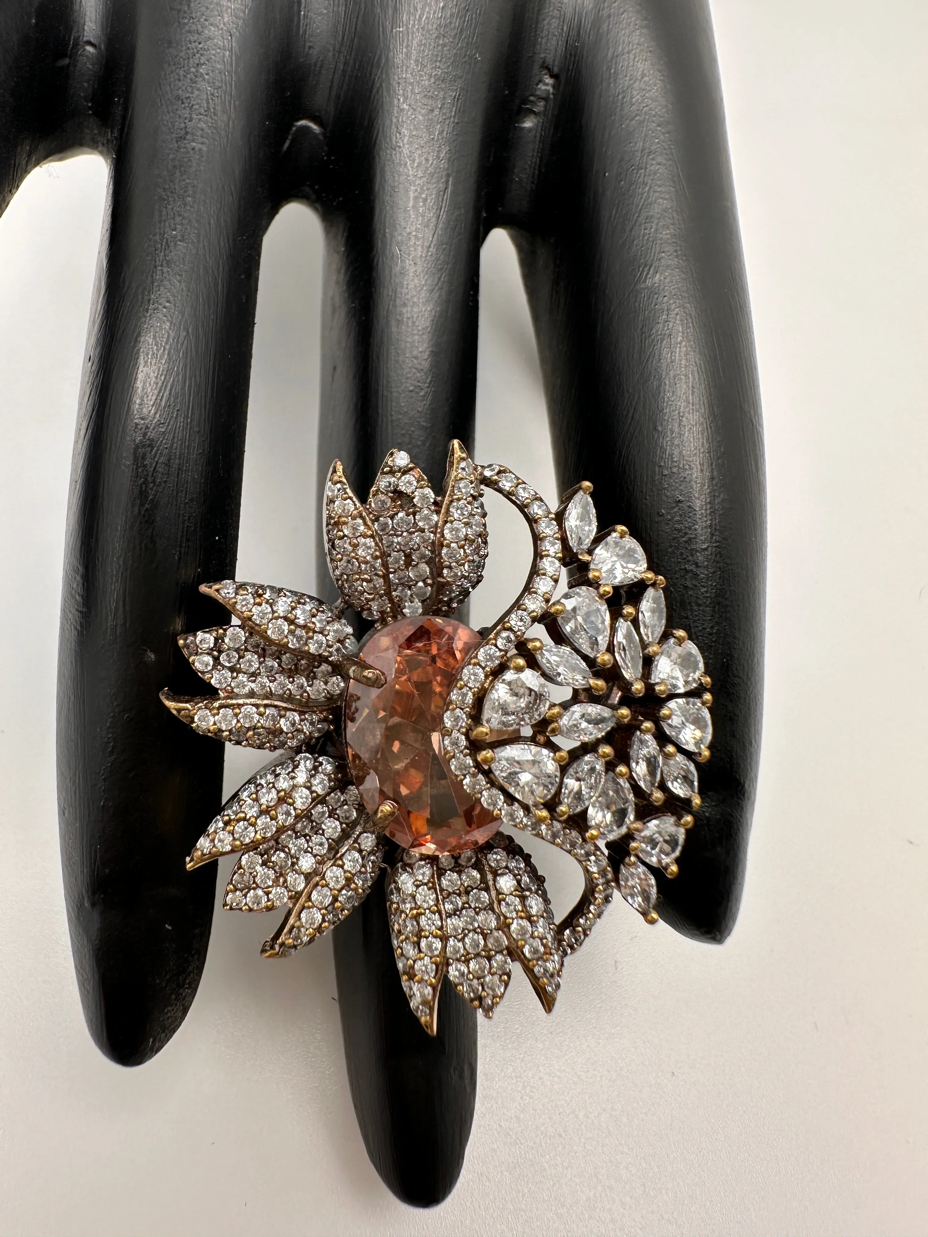 AD Victorian Adjustable Color Stone Cocktail lRing