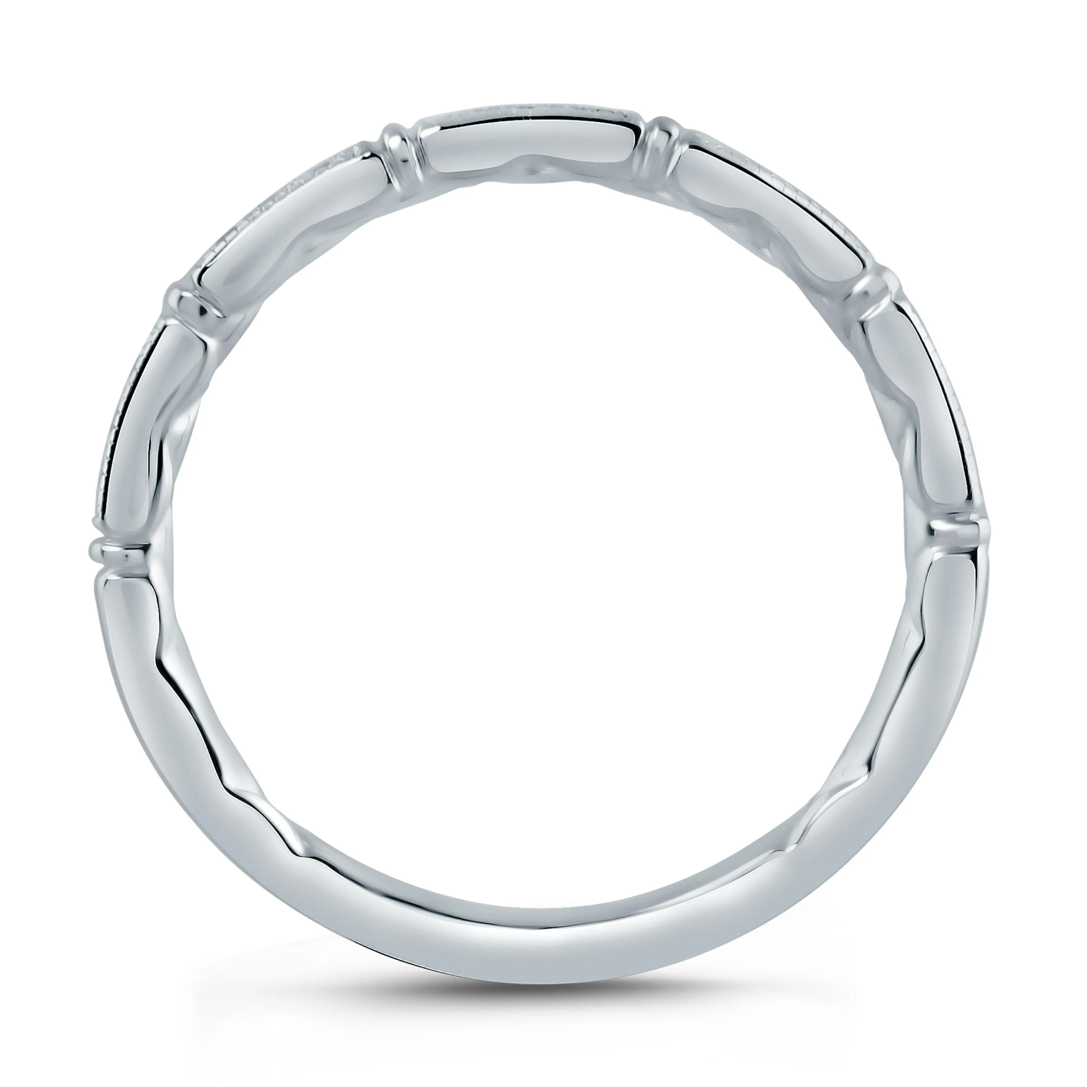 A.Jaffe Wedding Bands Segmented Milgrain Accent Wedding Band MR2188Q/08 MR2188Q/08