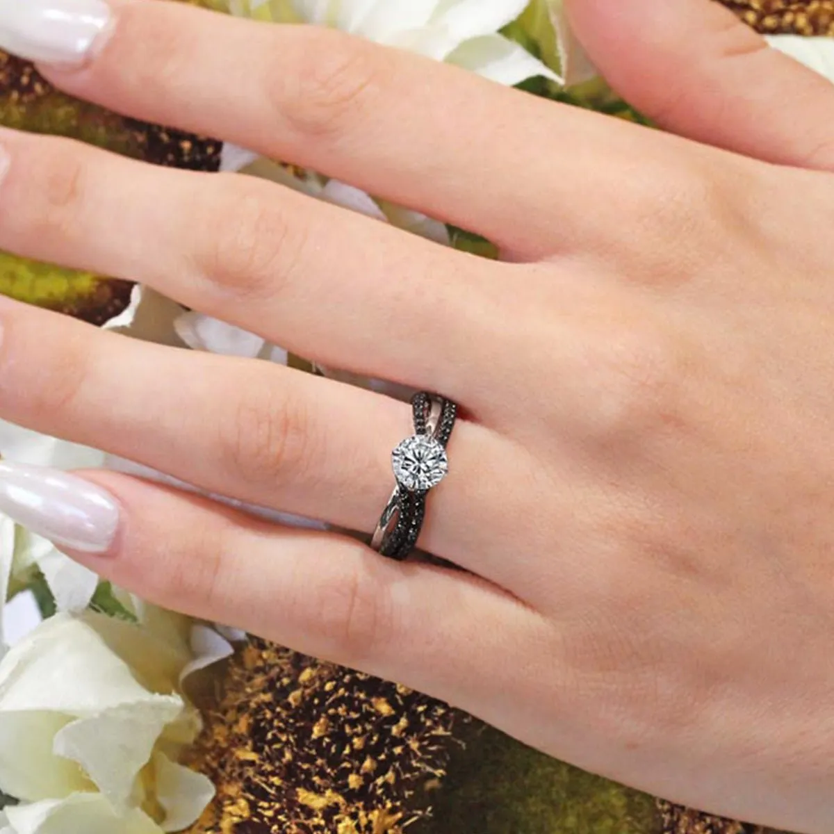 Barkev's Black Diamond Tracer Wedding Band